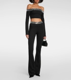 David Koma Crystal-embellished jersey flared pants