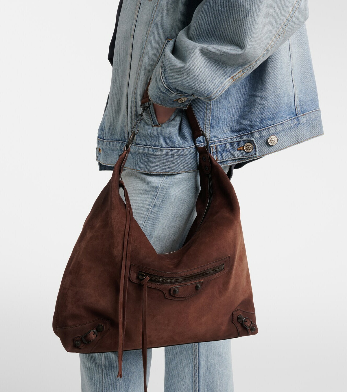 Balenciaga Le City suede shoulder bag