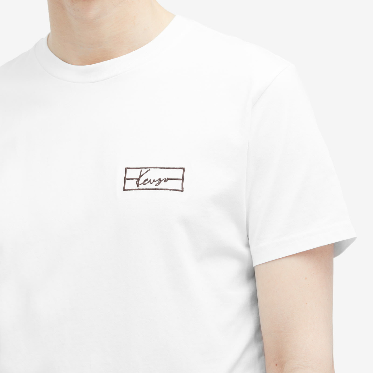 ★KENZO★ Kenzo Weave Slim Short Sleeve T-Shirt Off White FF Kenzo Men's Weave Embroidered Slim T-Shirt in Off White Kenzo