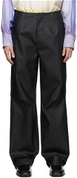 GAUCHERE Black Inverted Seams Faux-Leather Trousers