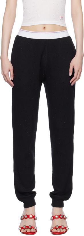 Photo: Alexander Wang Black Crystal Hotfix Jogger Waffle Lounge Pants