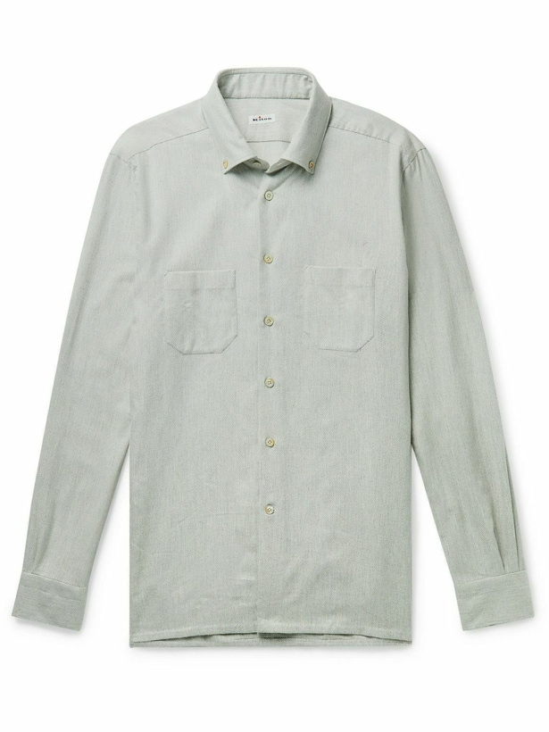 Photo: Kiton - Brushed-Cotton Shirt - Gray