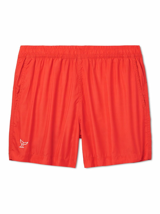 Photo: La Paz - Slim-Fit Mid-Length Embroidered Recycled Swim Shorts - Orange