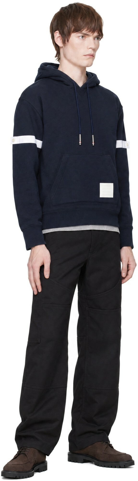 Thom Browne Navy Loopback Jersey Armband Oversized Hoodie