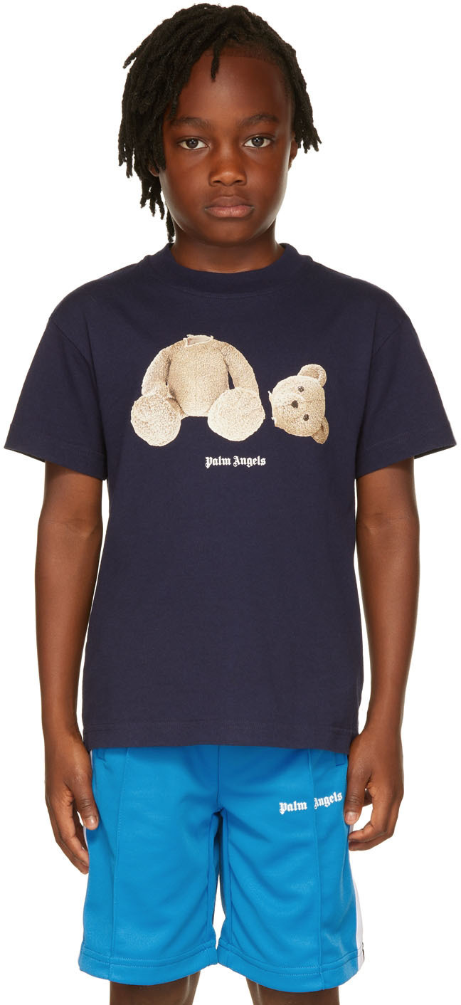 Palm Angels Kids Boys T Shirt In Blue