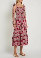 Erdem Floral-embroidered Cotton-blend Midi Dress Red
