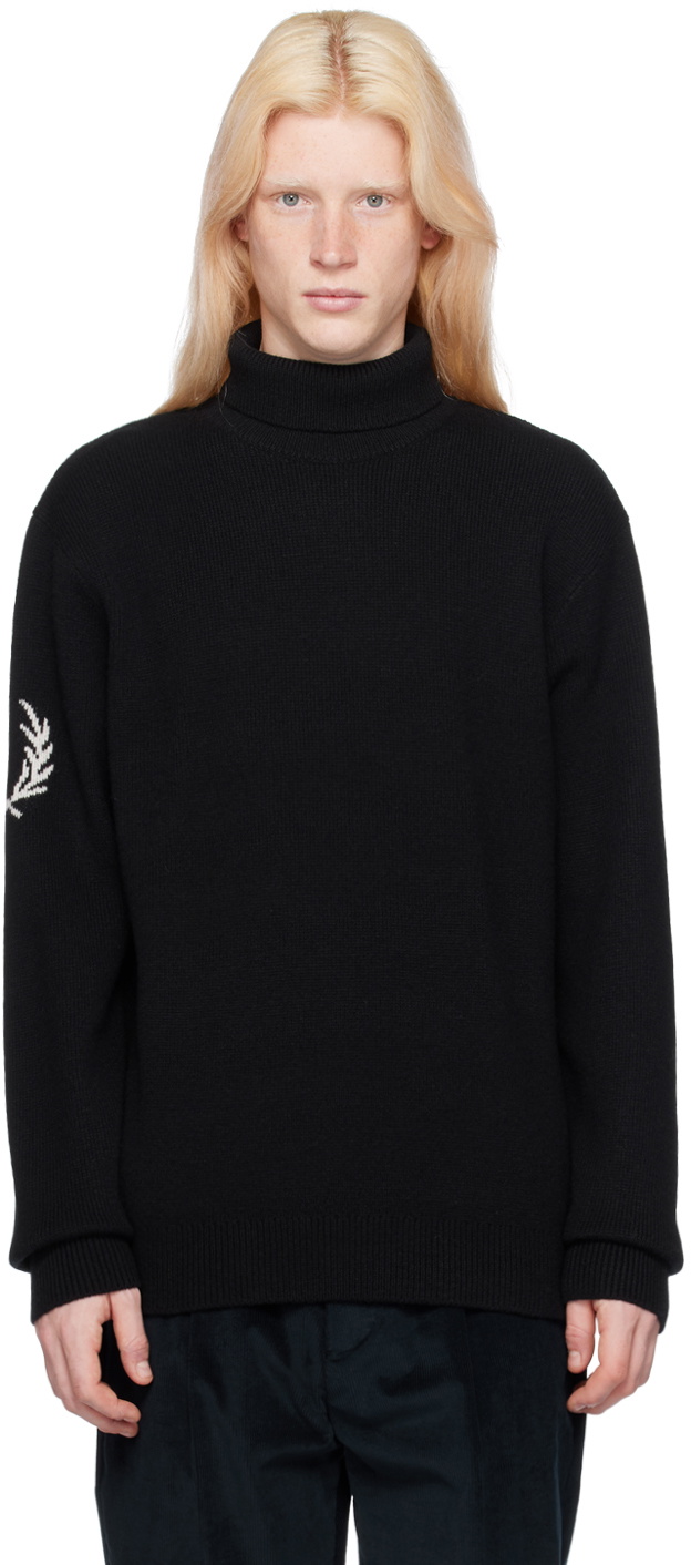 Fred Perry Black Jacquard Turtleneck