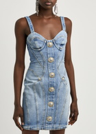 Balmain Panelled Stretch-denim Mini Dress