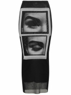 JEAN PAUL GAULTIER Eyes & Lips Printed Mesh Long Dress