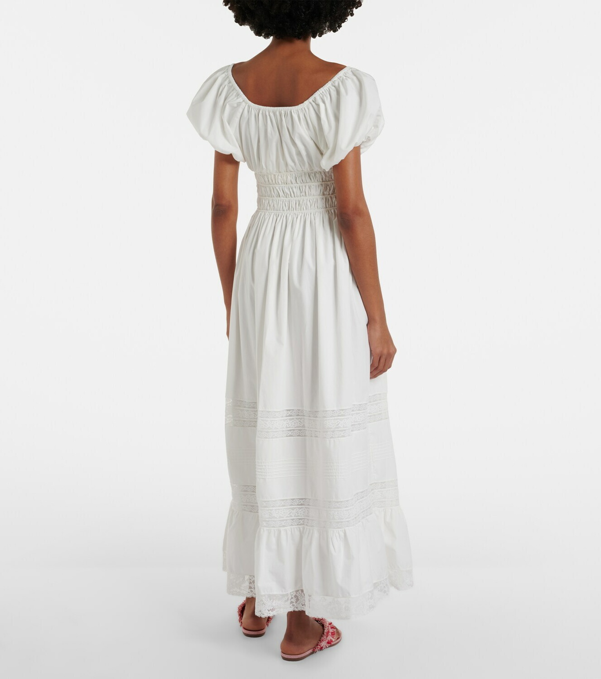 Faithfull Elbie lace-trimmed cotton maxi dress