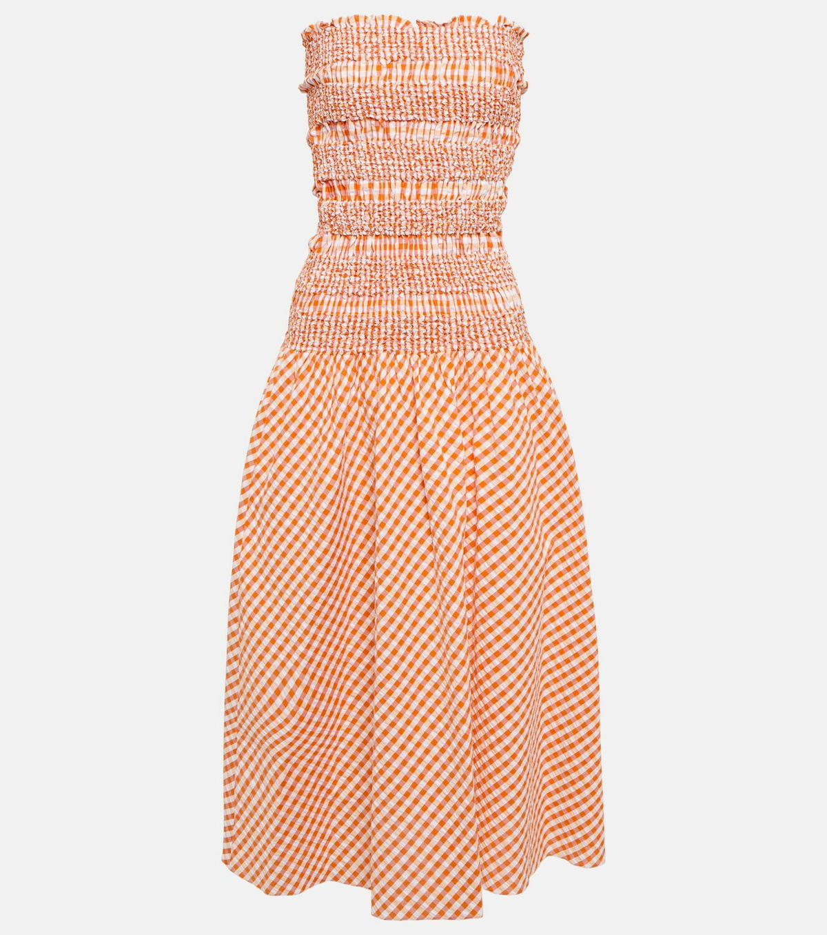 Kenzo - Shirred gingham cotton midi dress Kenzo
