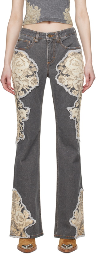 Photo: Guess Jeans U.S.A. Gray Floral Jeans
