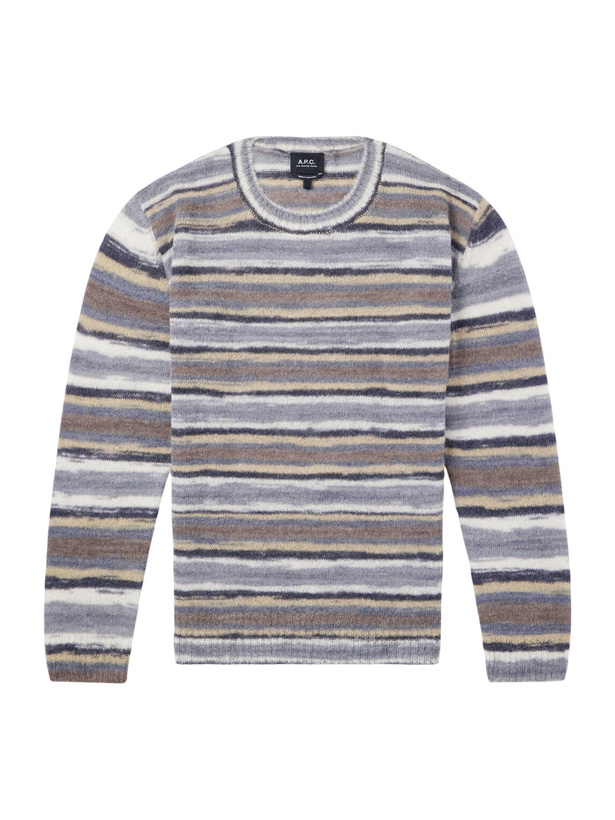 Photo: A.P.C. - Hector Striped Knitted Sweater - Gray