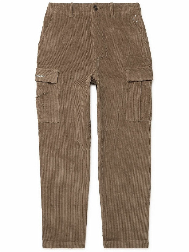 Photo: Pop Trading Company - Logo-Embroidered Straight-Leg Cotton-Corduroy Cargo Trousers - Brown