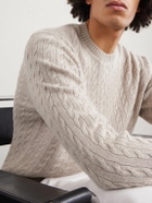 Dunhill - Cable-Knit Cashmere and Linen-Blend Sweater - Neutrals