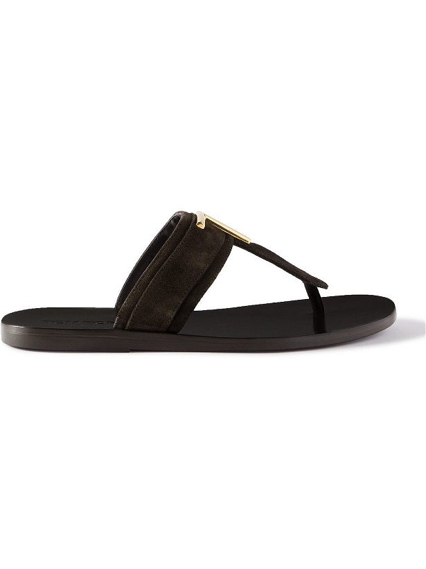 Photo: TOM FORD - Brighton Embellished Suede Sandals - Brown