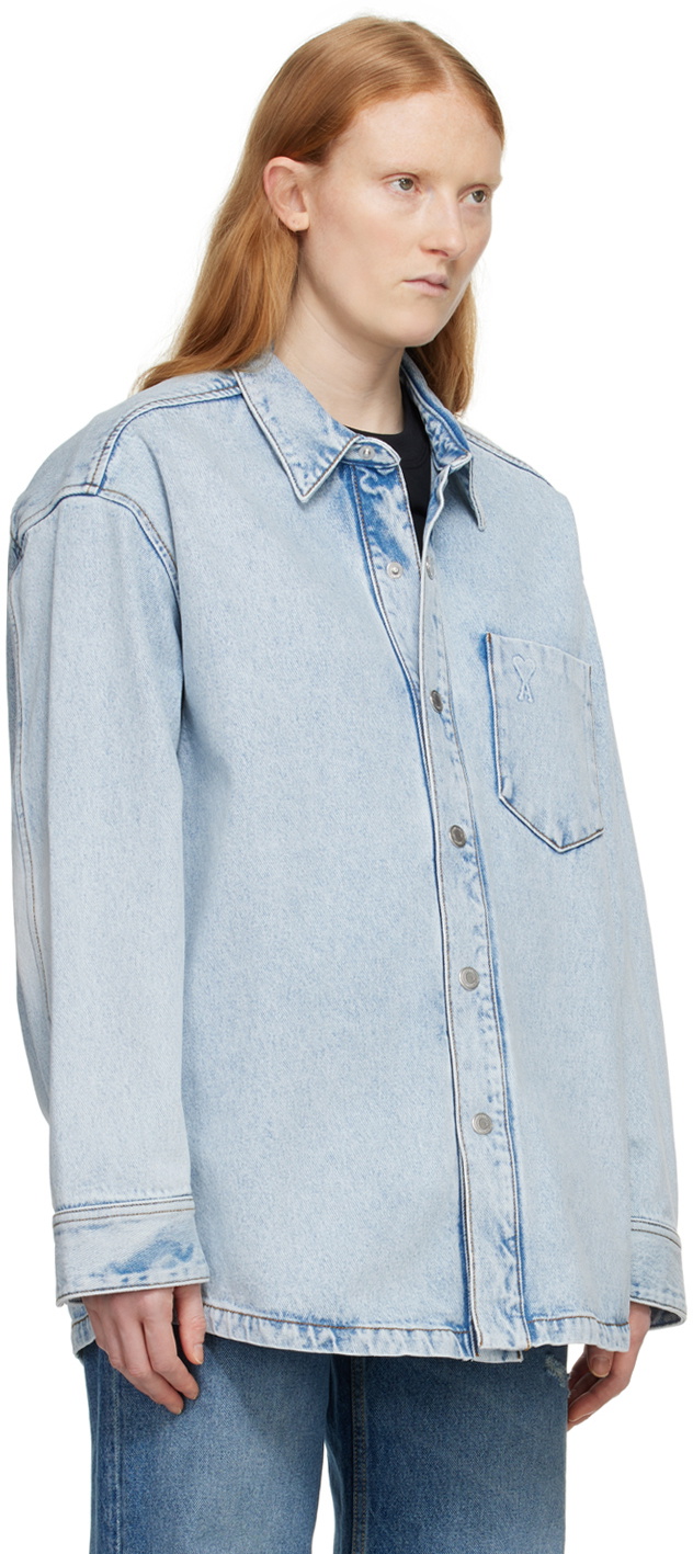 AMI Paris Blue Ami de Cœur Denim Jacket