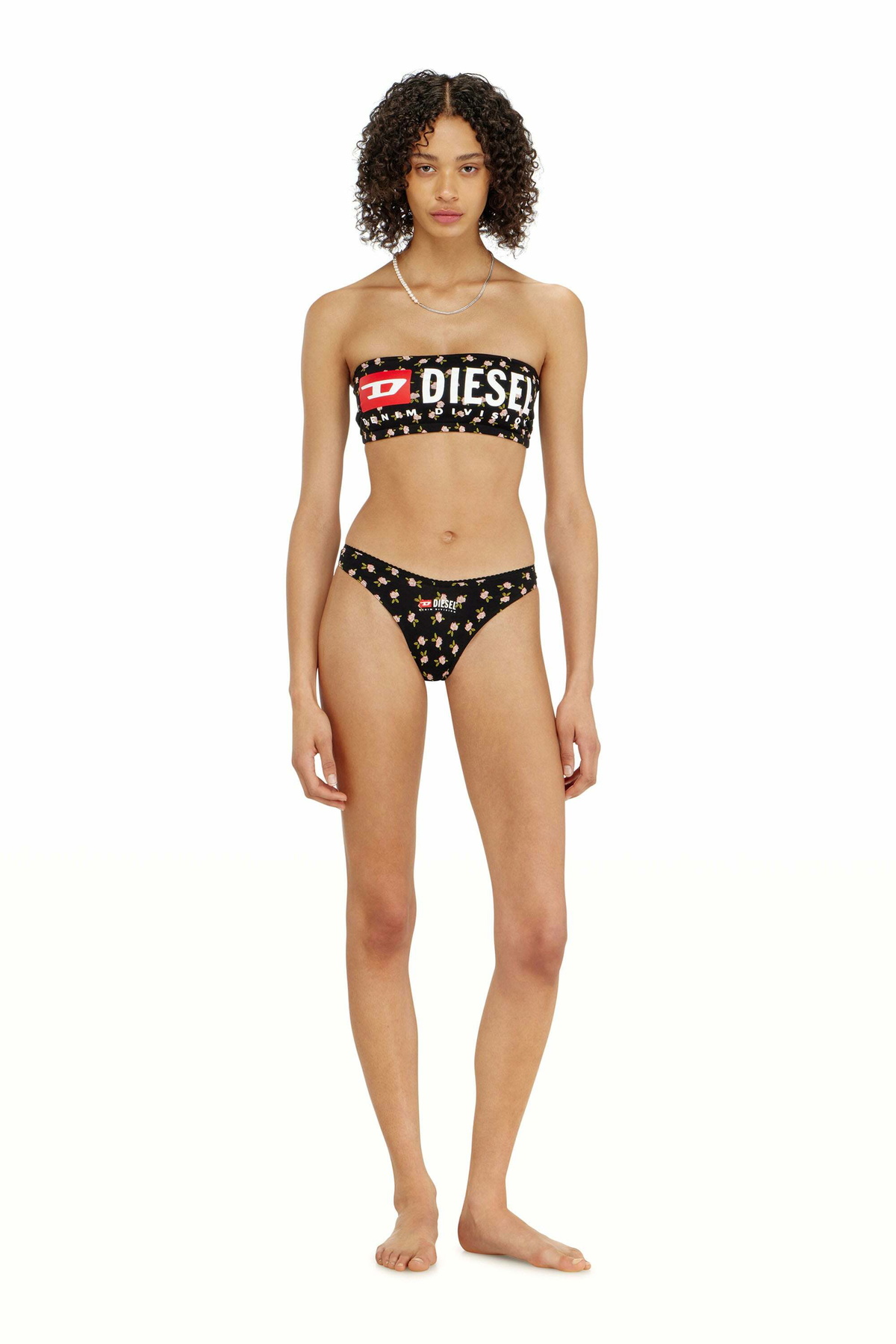 Diesel Cotton bandeau bra with all-over floral print - Bras Womens in Black