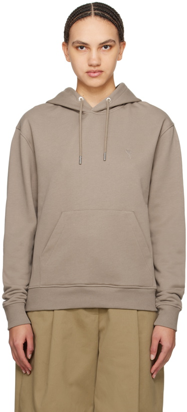 Photo: AMI Paris Taupe Ami de Cœur Hoodie