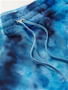 AMIRI - Straight-Leg Logo-Print Tie-Dyed Cotton-Jersey Swatpants - Blue