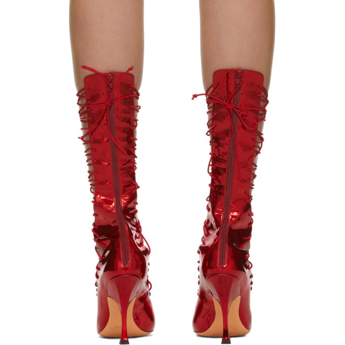 Dolce & Gabbana Lace-Up Thigh-High Boots - Red