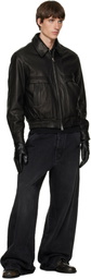ssstein Black Leather Gloves