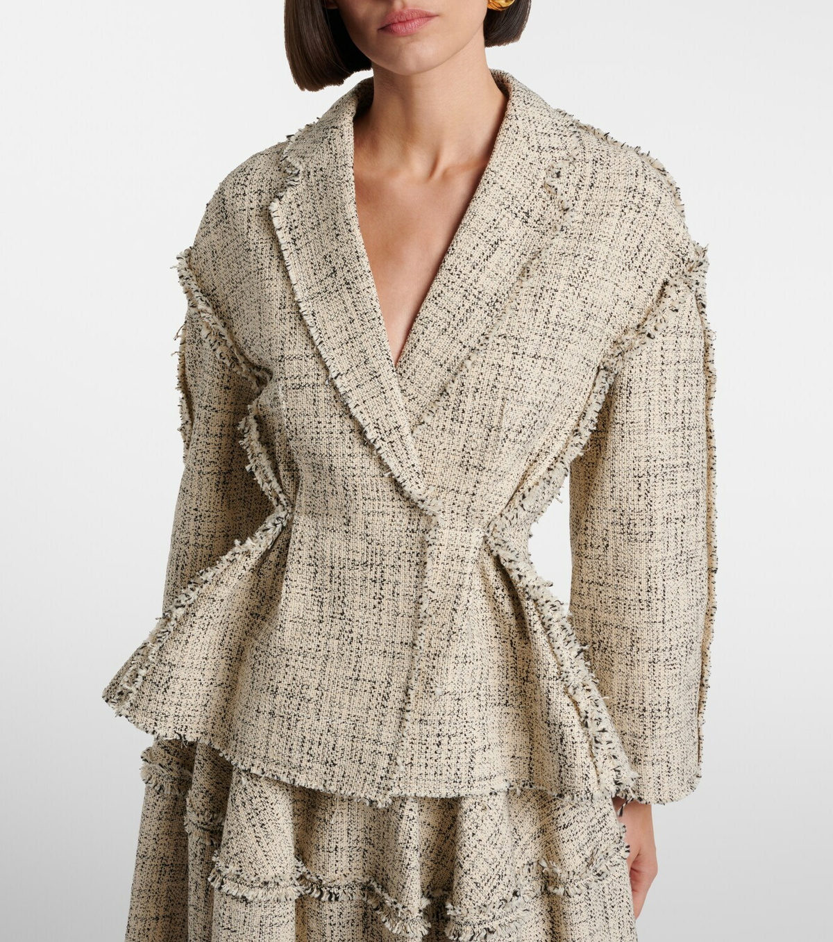 Erdem Cotton-blend tweed peplum jacket