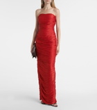 Marmar Halim Caped pleated bustier gown