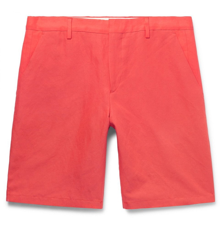 Photo: Paul Smith - Slim-Fit Cotton and Linen-Blend Shorts - Men - Orange