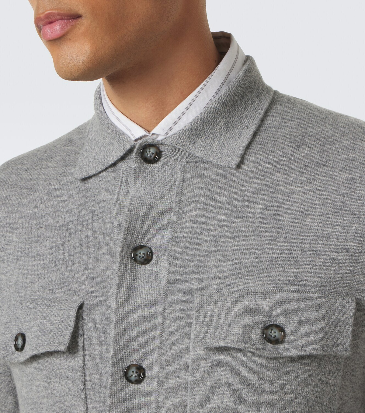 Allude Knitted wool and cashmere shirt