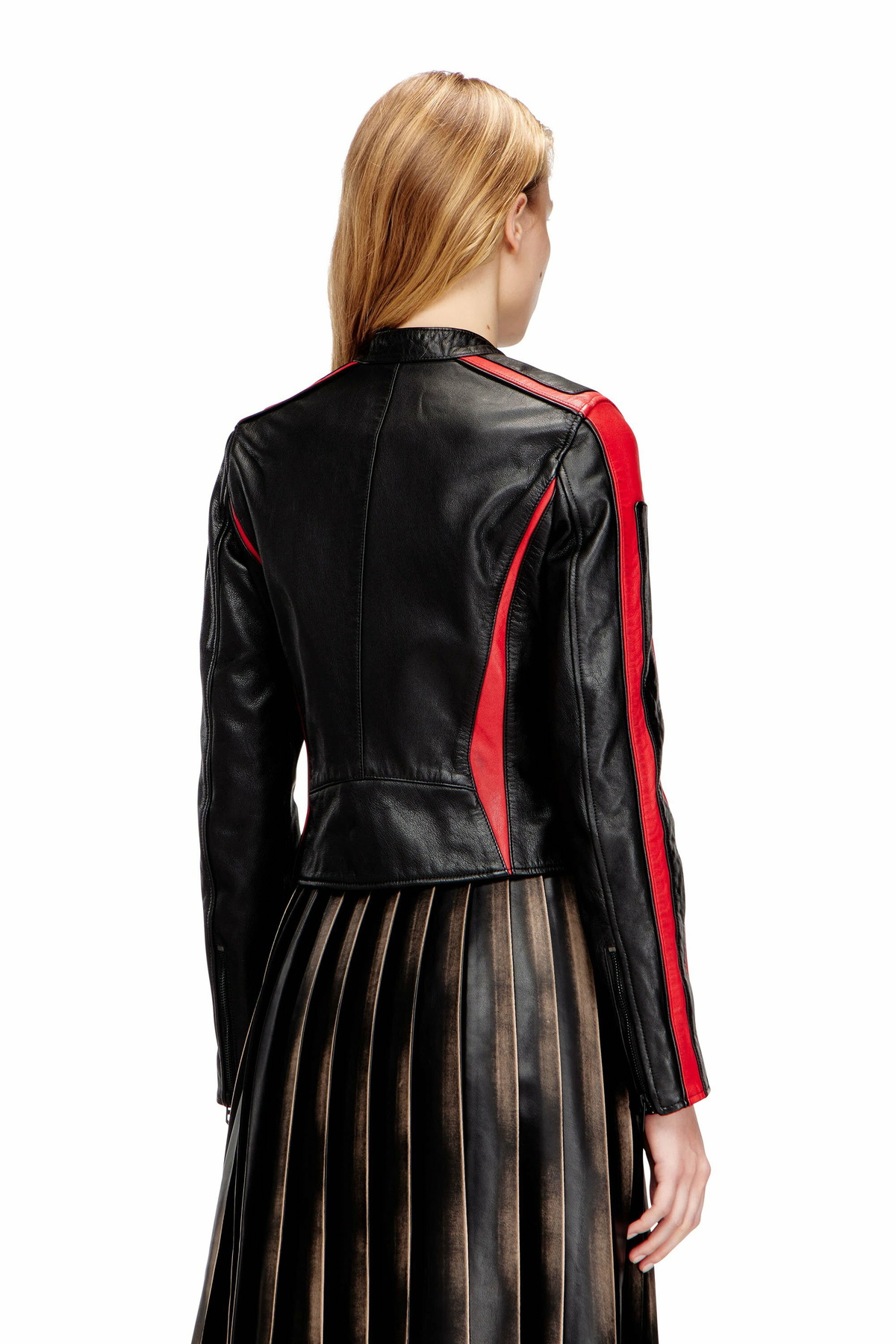 Diesel Biker jacket in colour-block leather - Leather jackets Womens in Multicolor