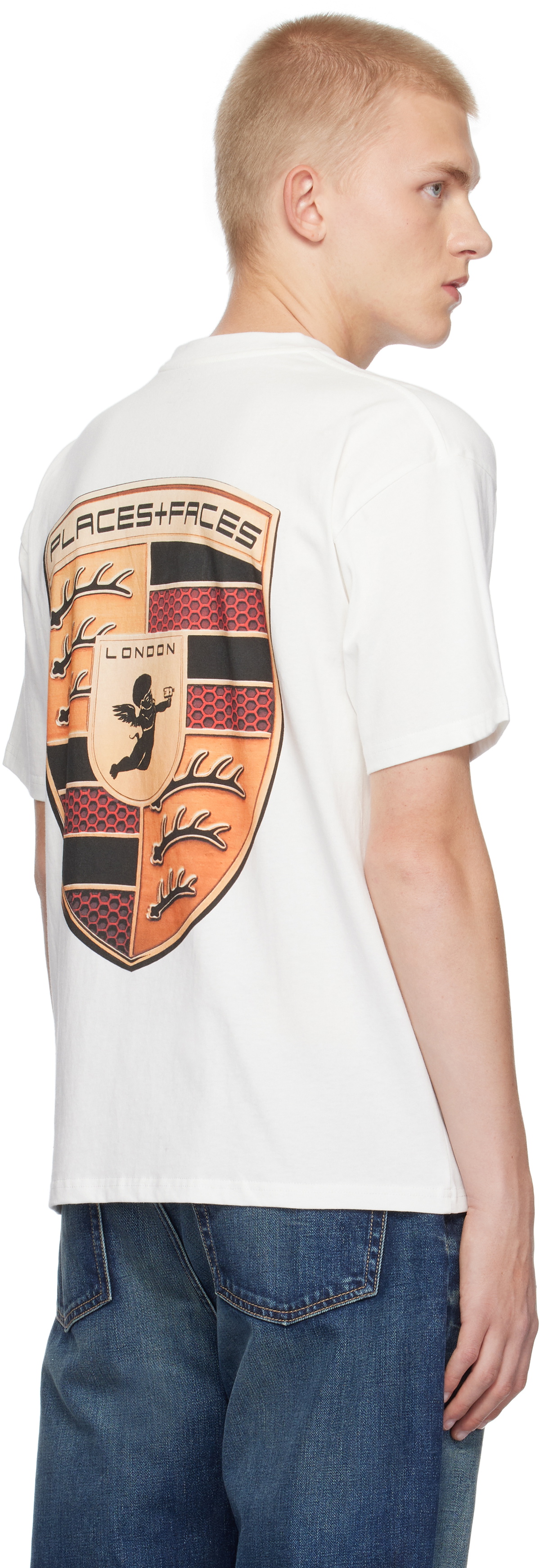 PLACES+FACES White 'P+F' Motors T-shirt