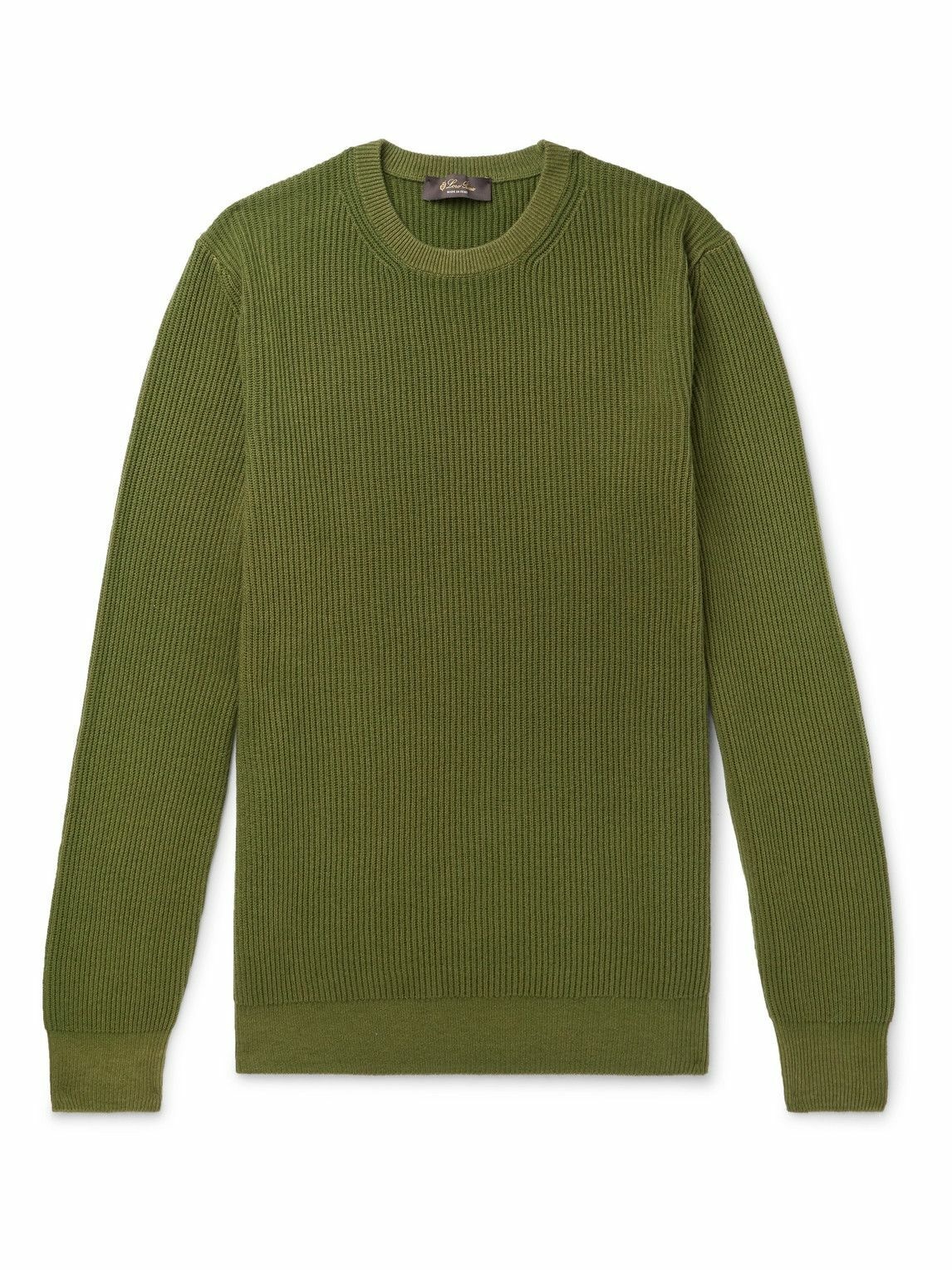 Photo: Loro Piana - Girocollo Riverside Garment-Dyed Ribbed Cashmere Sweater - Green