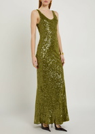 Galvan Moonlight Valletta Sequin-embellished Chiffon Gown Green