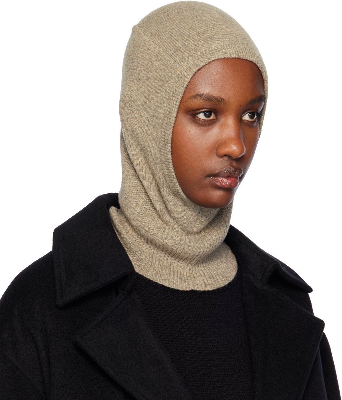 La Collection Beige Cathy Knitted Balaclava