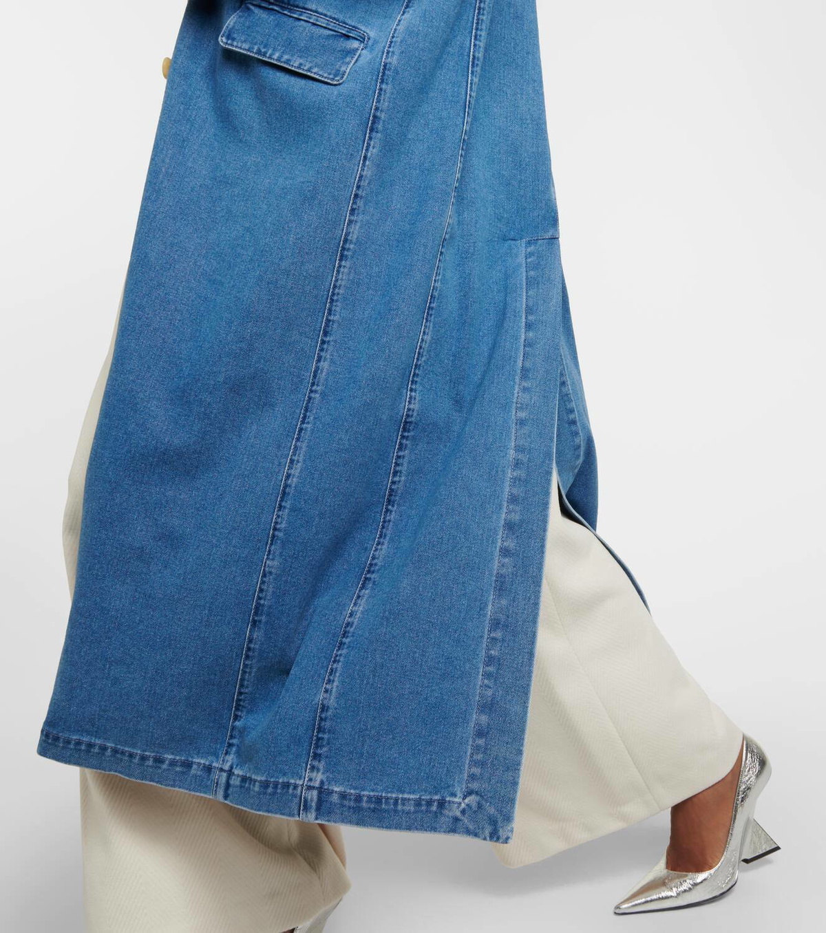 Giuseppe di Morabito Floral-appliqué denim coat