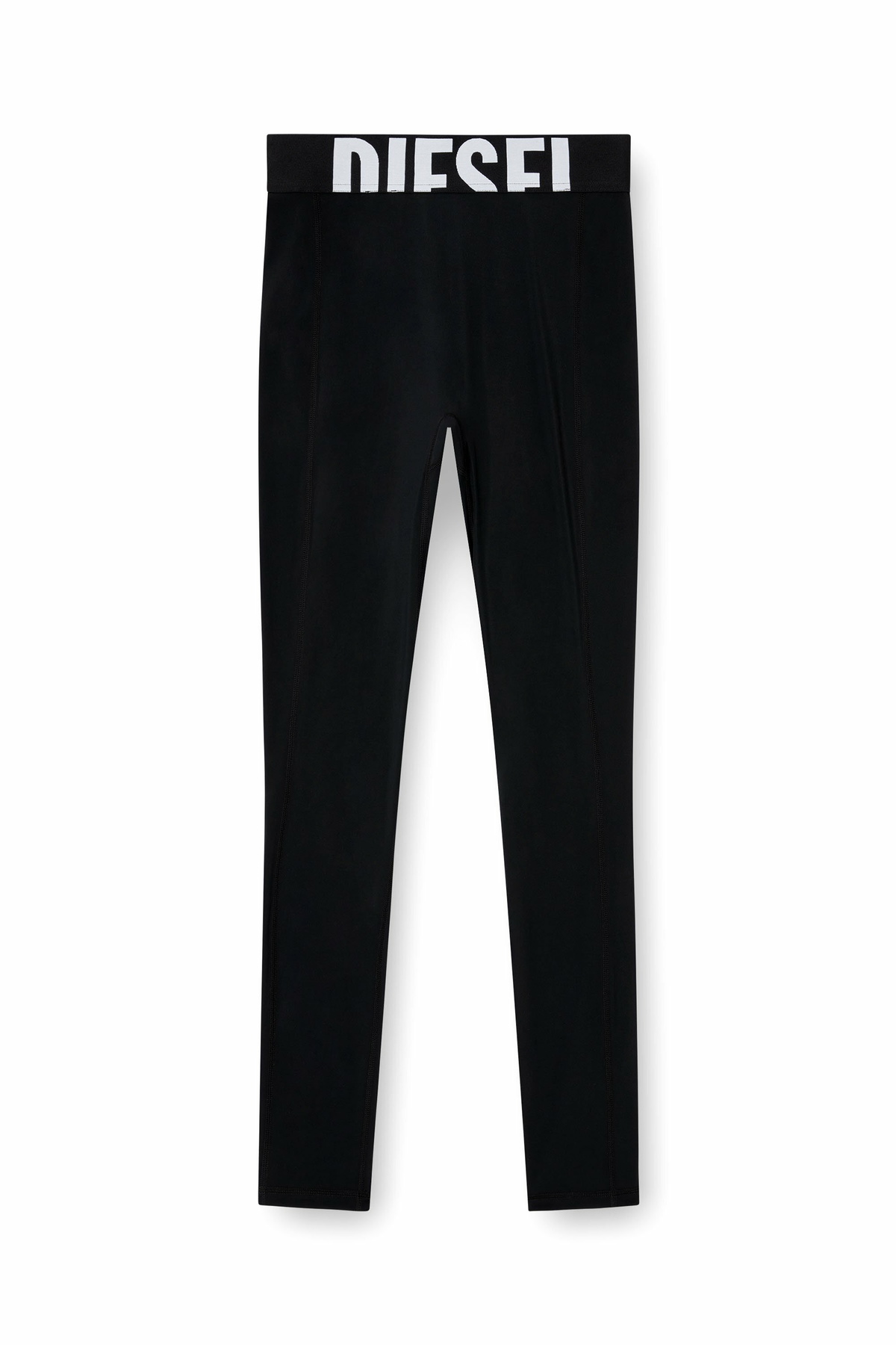 Diesel Microfibre leggings with cut-off logo - Pants Womens in Black
