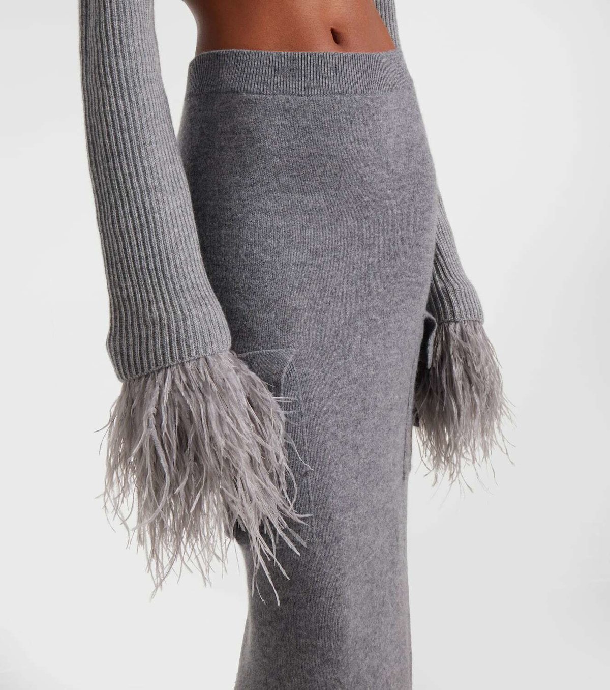 Blumarine Cropped ribbed-knit wool cardigan