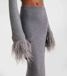 Blumarine Cropped ribbed-knit wool cardigan