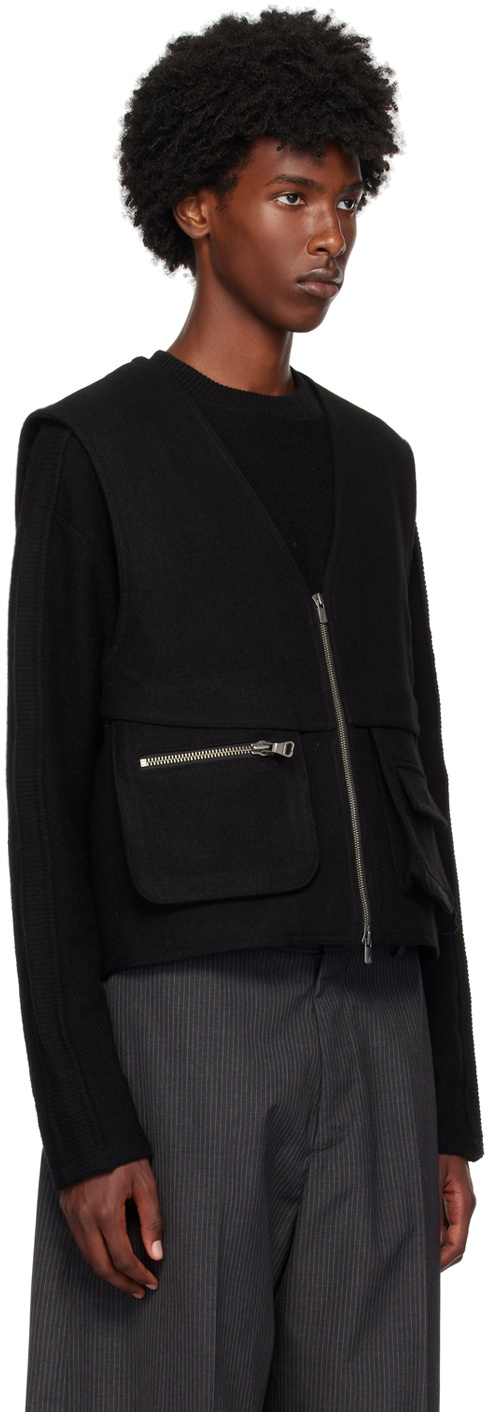 Andersson Bell Black Wool Zip-Up Vest