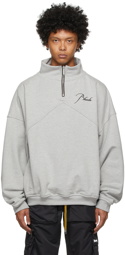 Rhude Grey Embroidered Quarter-Zip Sweater