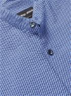 GIORGIO ARMANI - Grandad-Collar Cotton-Seersucker Shirt - Blue