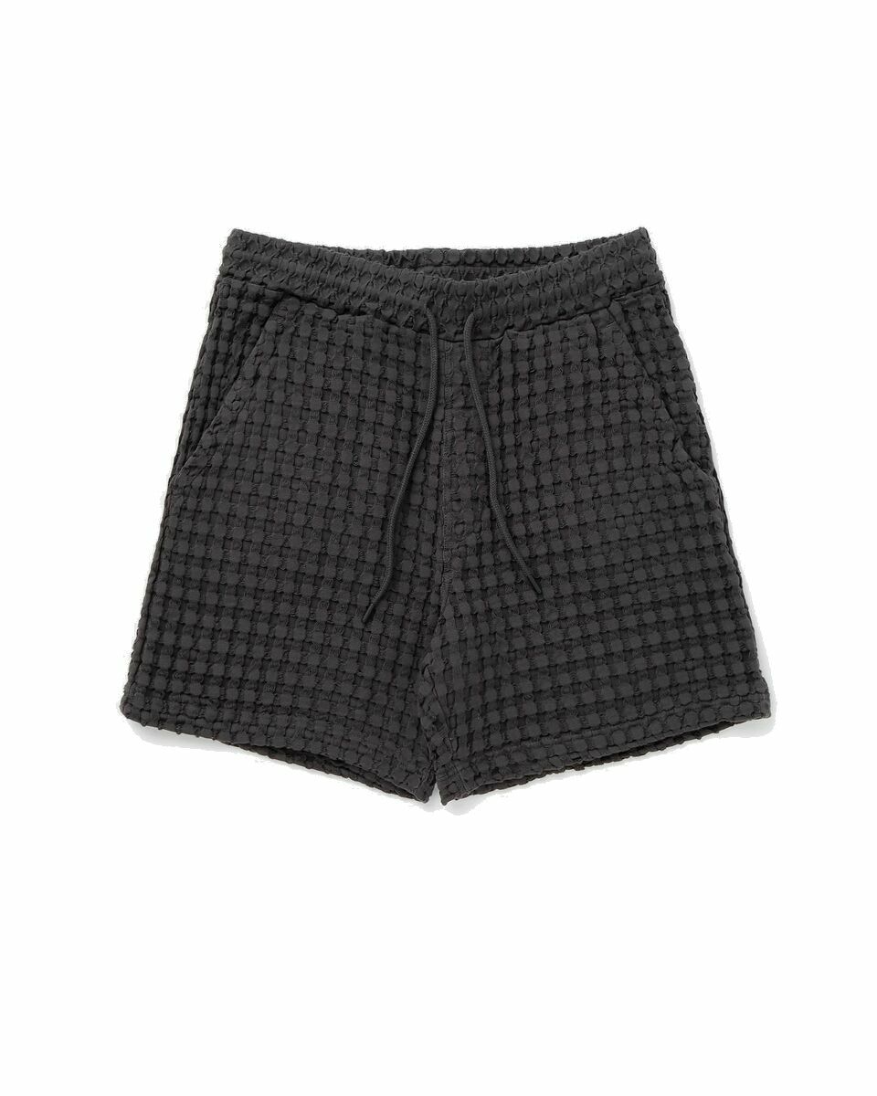 Photo: Oas Nearly Black Porto Waffle Shorts Black - Mens - Casual Shorts