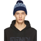 Fendi Blue Forever Fendi Pom Pom Beanie