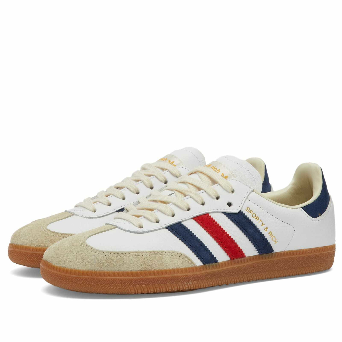 Adidas Women's x Sporty & Rich Samba OG in Ftwr White/Night Indigo/Collegiate Red adidas Adidas Women's x Sporty & Rich Samba OG in Ftwr White/Night Indigo/Collegiate Red adidas