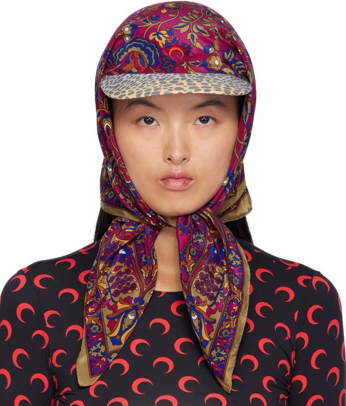 Photo: Marine Serre Multicolor Upcycled Silk Scarves Veiled Cap