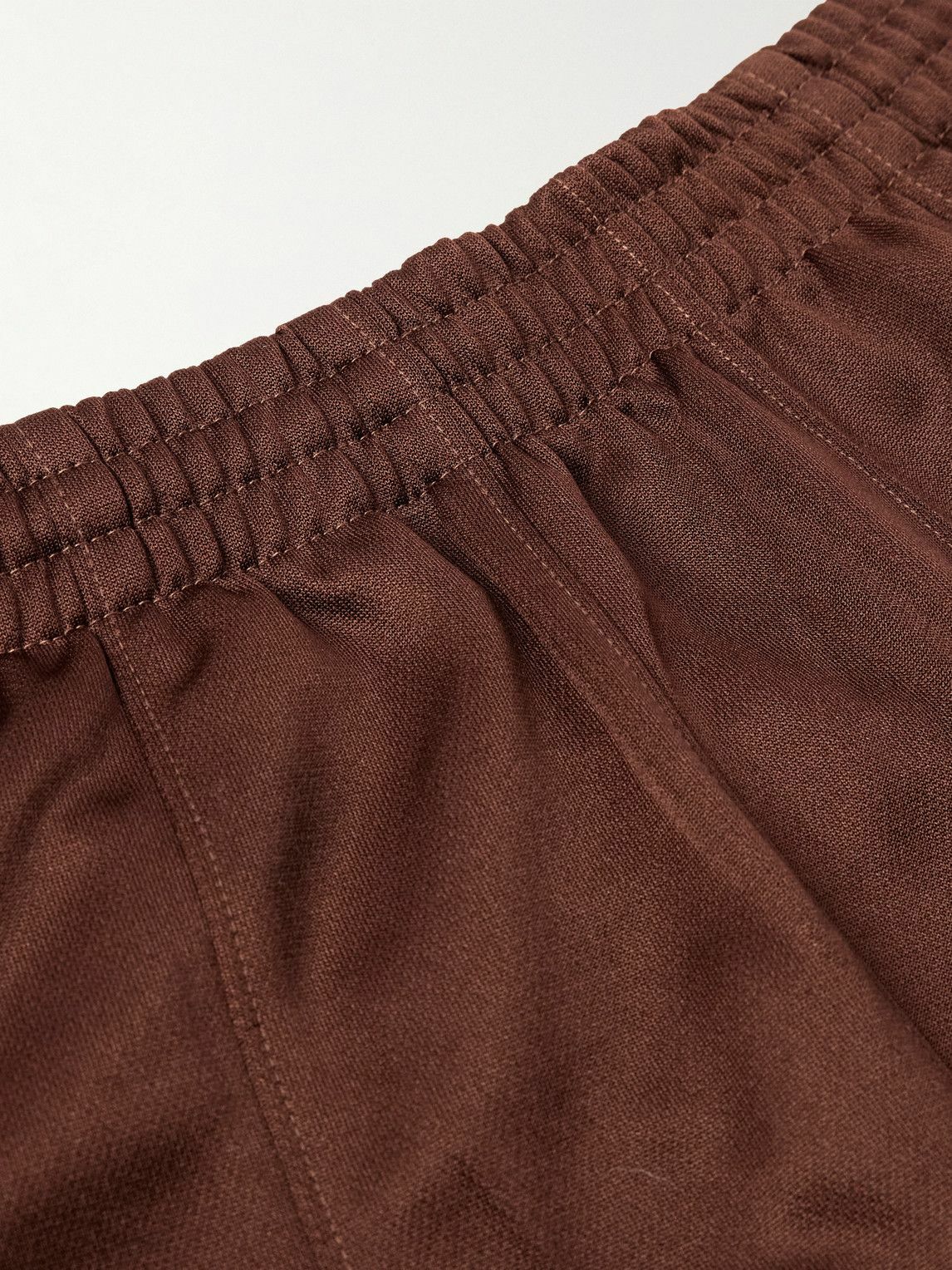 Needles - Wide-Leg Webbing-Trimmed Logo-Embroidered Jersey Track Pants - Brown