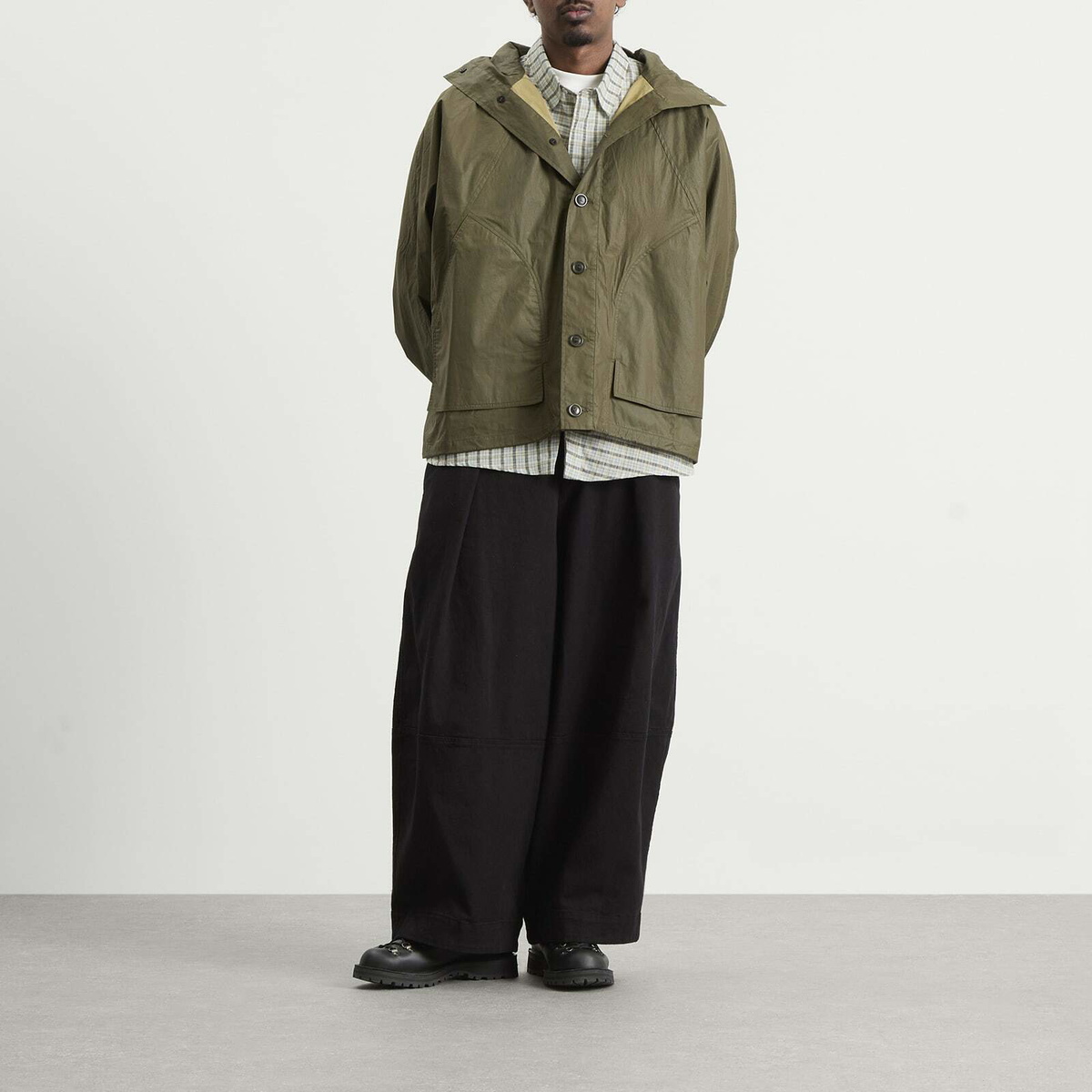 YMC Men's Coated Cotton Bonehead Jacket in Dark Green YMC
