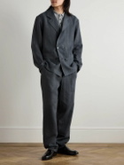 De Bonne Facture - Straight-Leg Pleated Linen and Wool-Blend Suit Trousers - Gray
