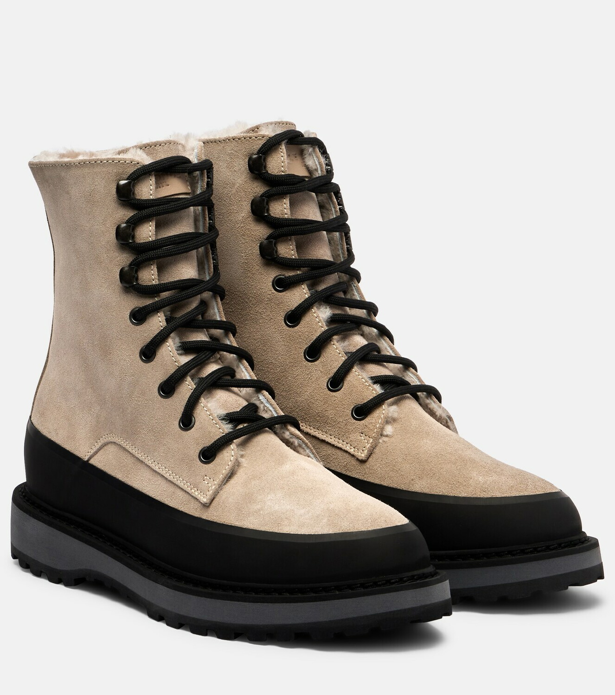 Le Monde Béryl Dolomite shearling-lined suede combat boots